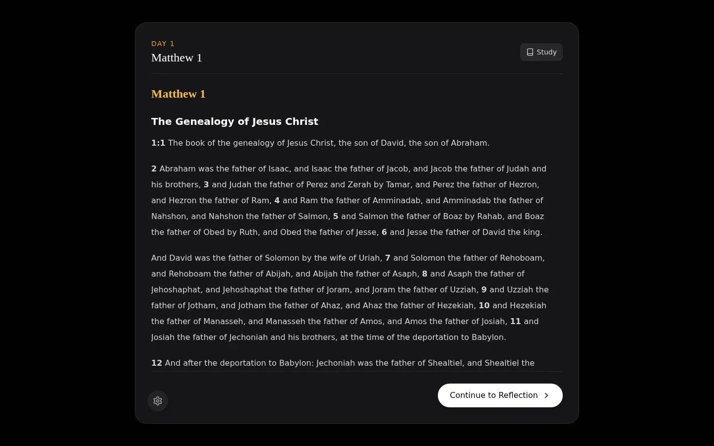 The day's reading in the ESV, with Study one click away.
