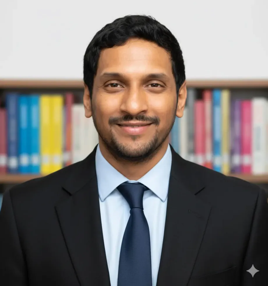 Nano Banana Headshot: Black Suit, Light Blue Shirt, Navy Tie — example result generated with Nano Banana