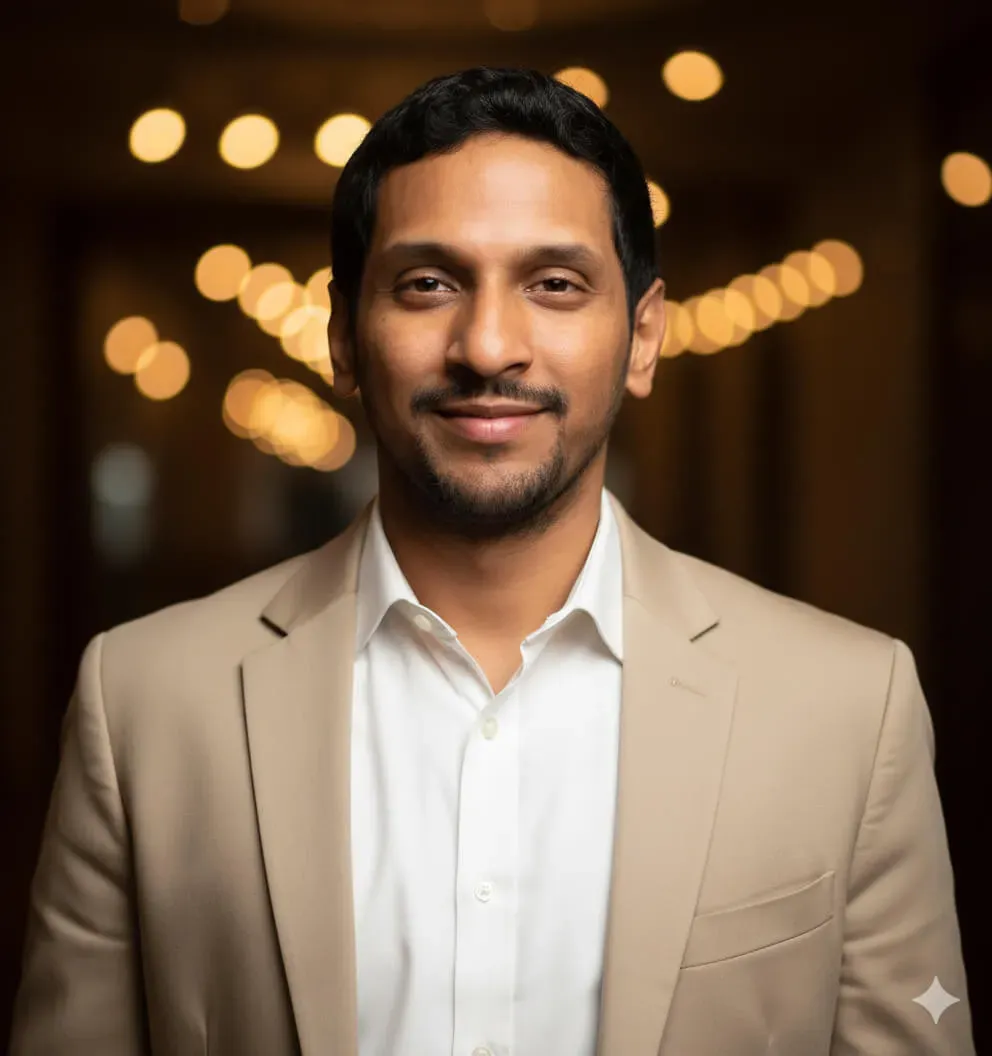 A person wearing a beige/cream blazer over a white collared button-down shirt with buttons visible. Image generated using Nano Banana.