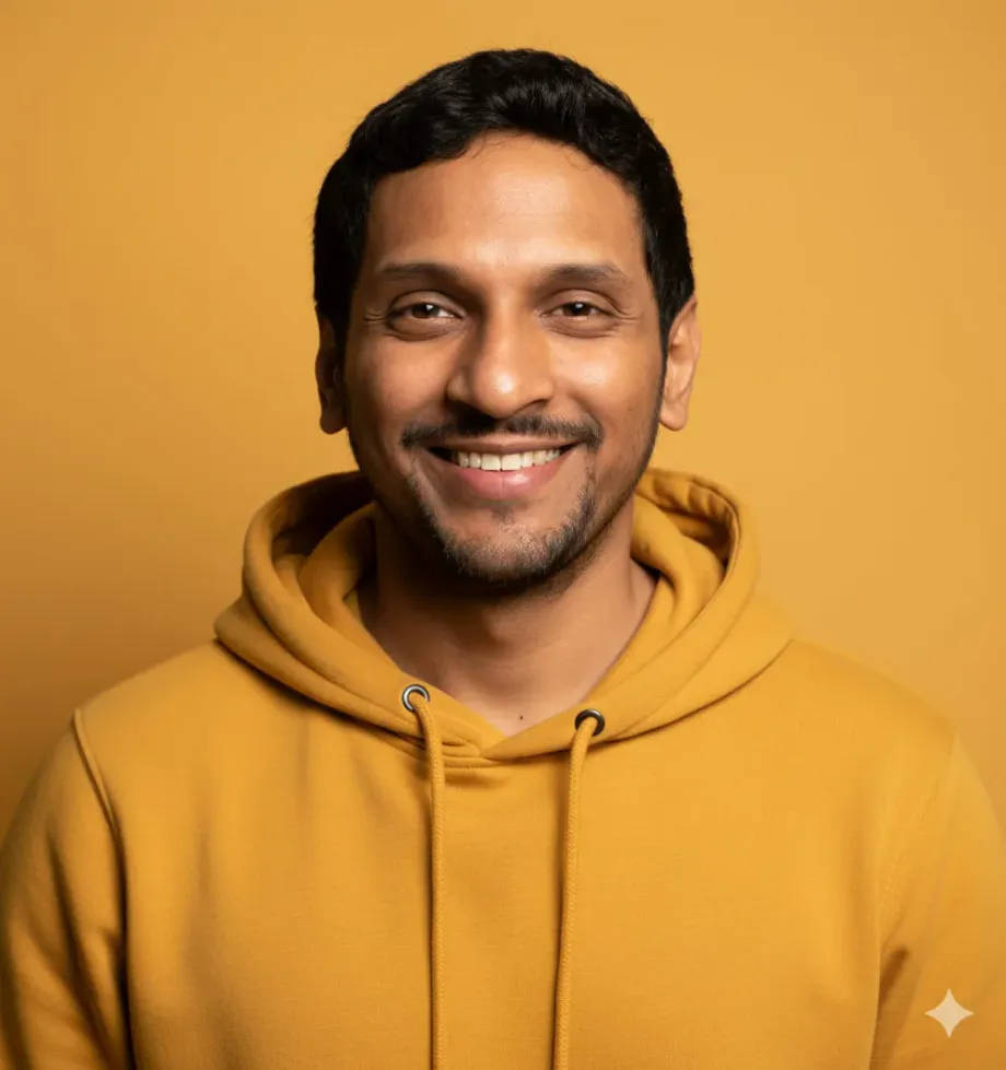 Nano Banana Headshot: Mustard Yellow Hoodie — example result generated with Nano Banana