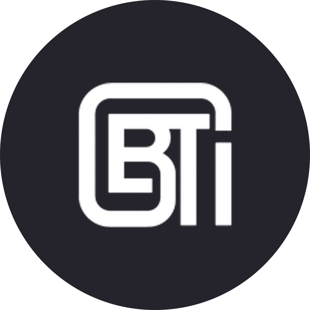 GBTI avatar circle, white mark on ink