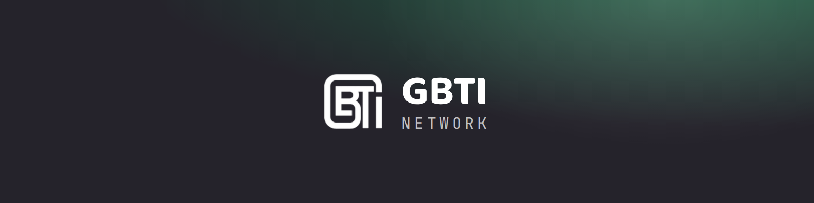 GBTI LinkedIn cover, ink, green glow, centered lockup