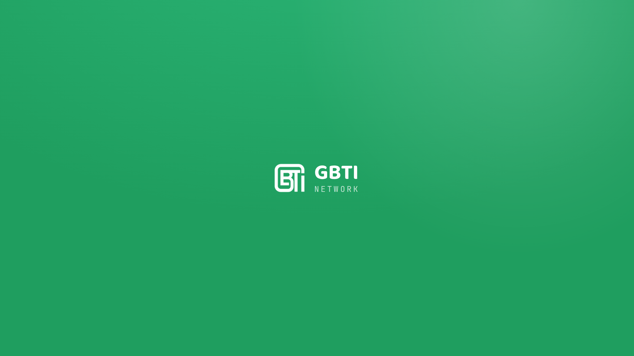 GBTI YouTube cover, brand green, centered lockup